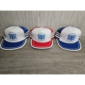 Vintage 80s Edmonton Public Schools Slowpitch Tourney Trucker Hat Set 1987-1989